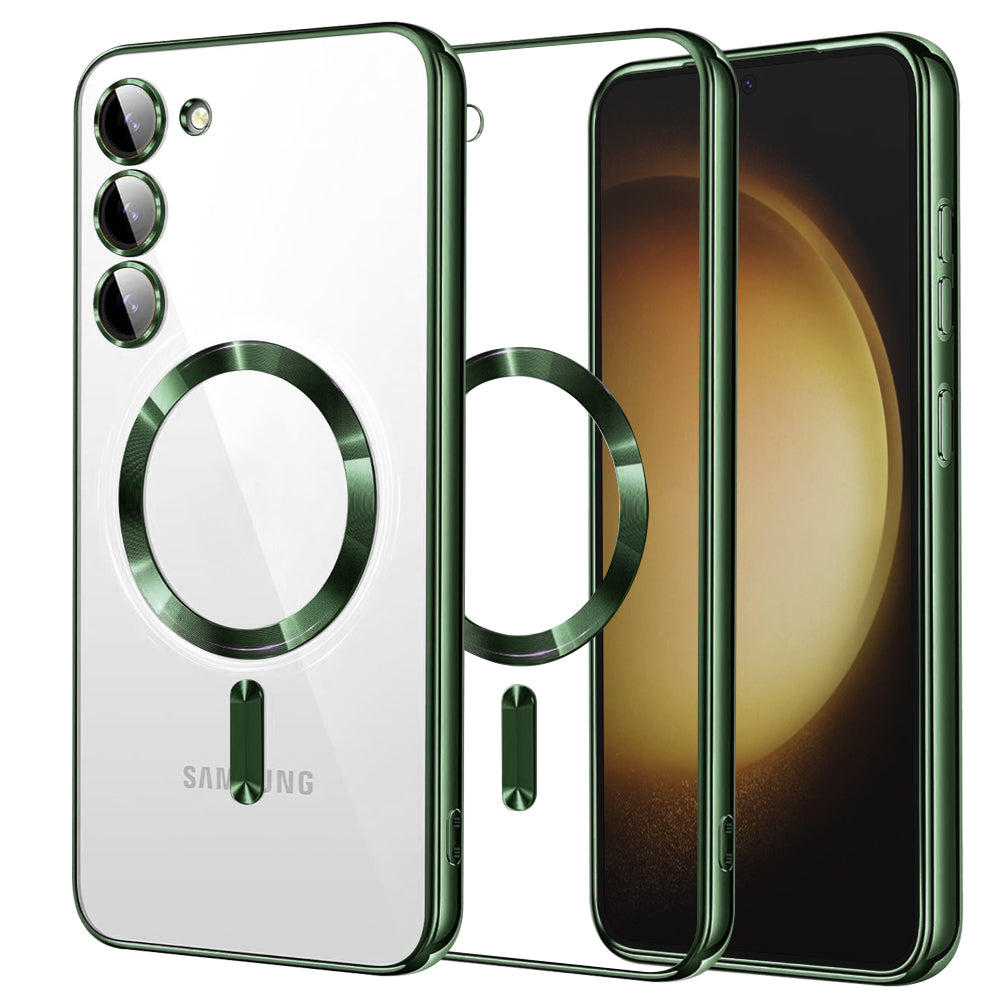 Coque MagSafe pour Samsung Galaxy S23+ S916, Techsuit, Luxury Crystal, Vert Foncé