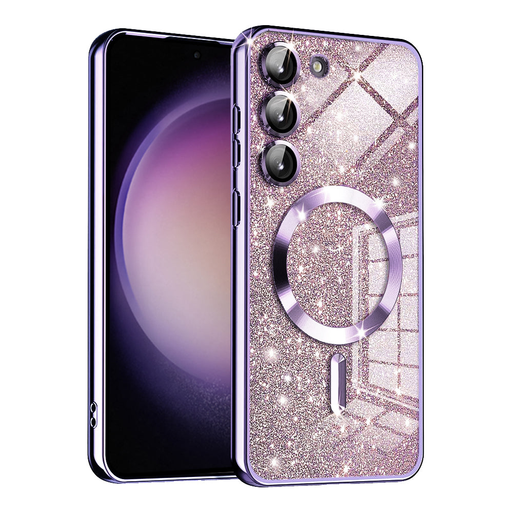 Coque MagSafe pour Samsung Galaxy S23+ S916, Techsuit, Luxury Glitter, Violet Clair