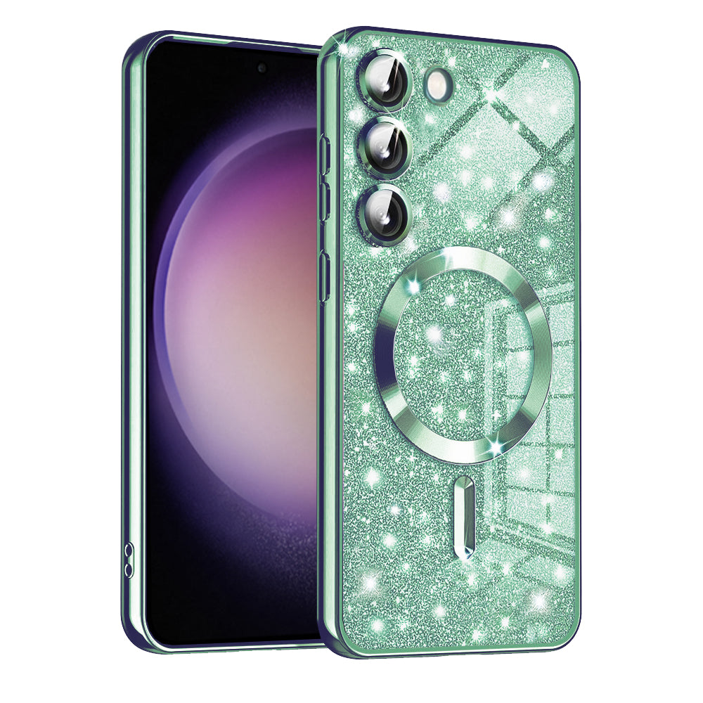Coque MagSafe pour Samsung Galaxy S23+ S916, Techsuit, Luxury Glitter, Vert Clair