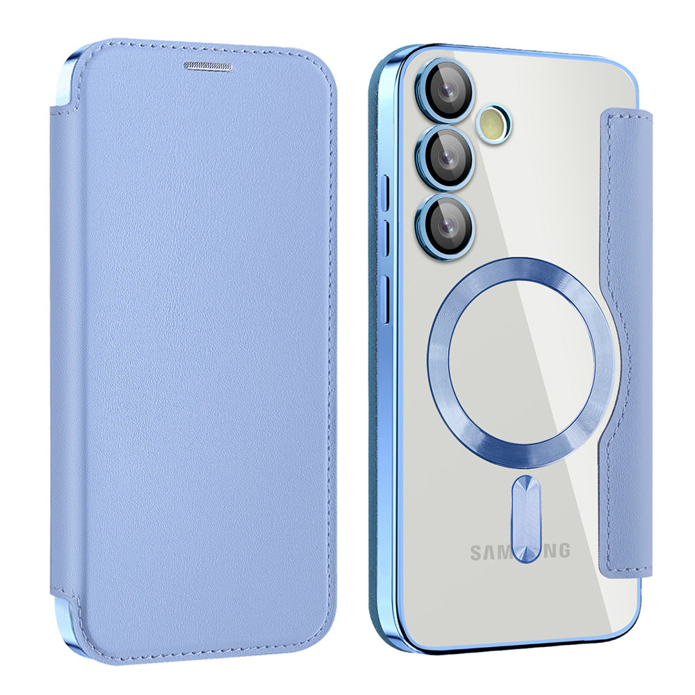 Coque MagSafe pour Samsung Galaxy S23+ S916, Techsuit, SmartMag Book, Bleu