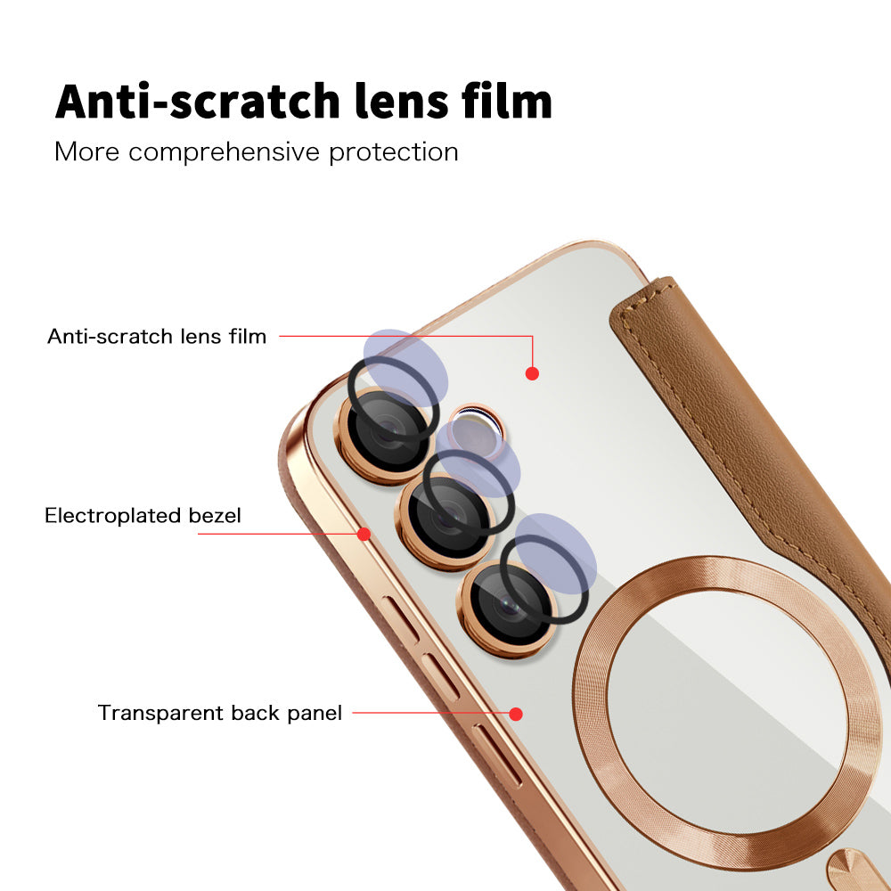 Coque MagSafe pour Samsung Galaxy S23+ S916, Techsuit, SmartMag Book, Marron