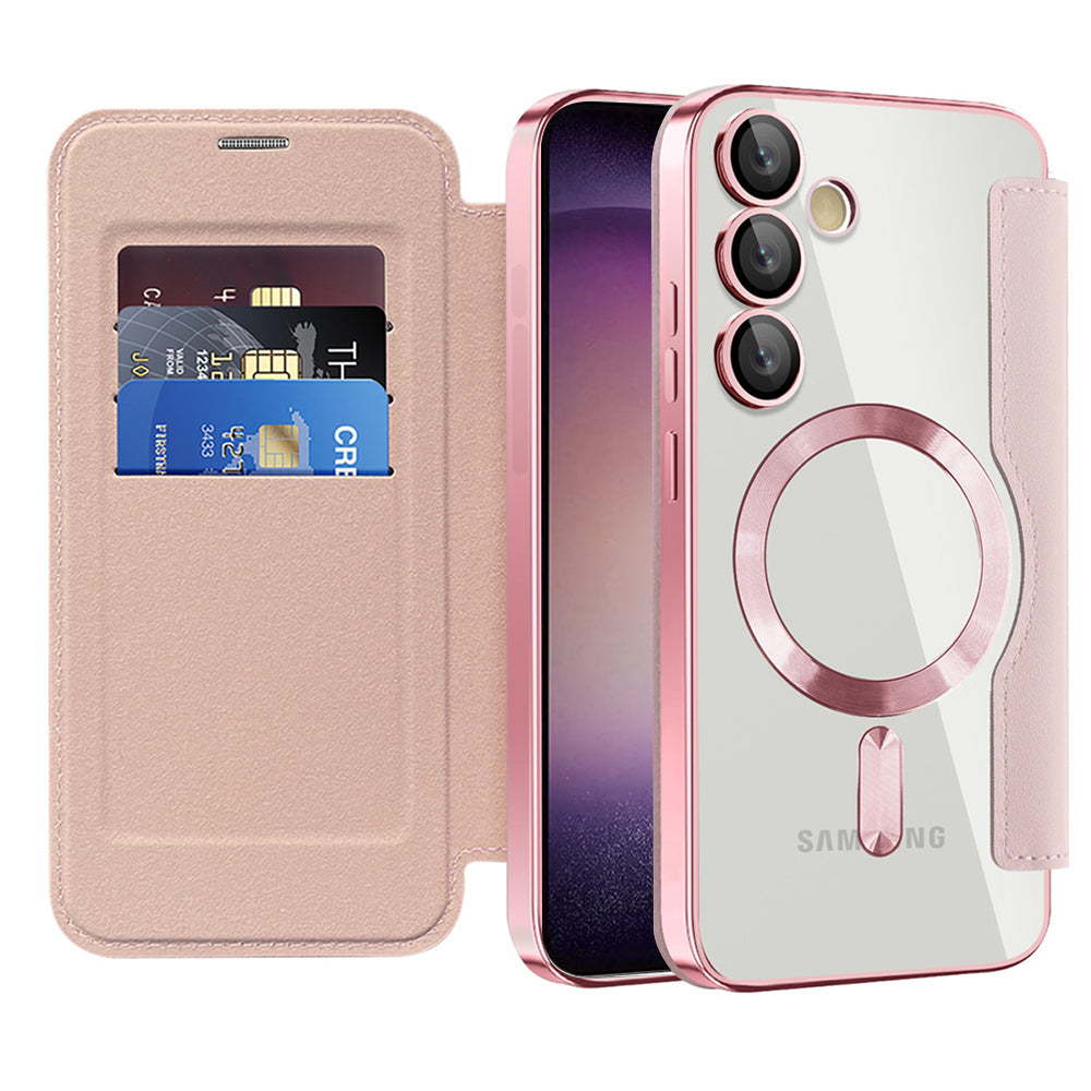 Coque MagSafe pour Samsung Galaxy S23+ S916, Techsuit, SmartMag Book, Rose