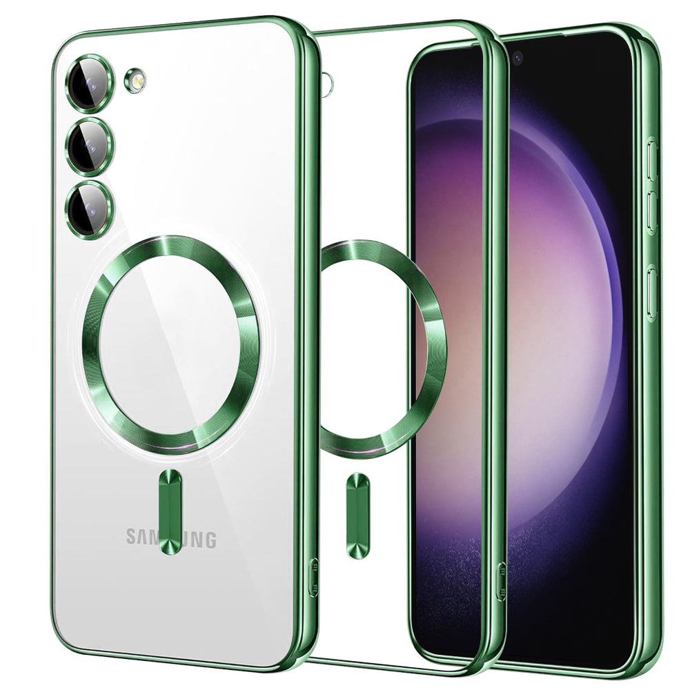 Coque MagSafe pour Samsung Galaxy S23 S911, Techsuit, Luxury Crystal, Vert Clair