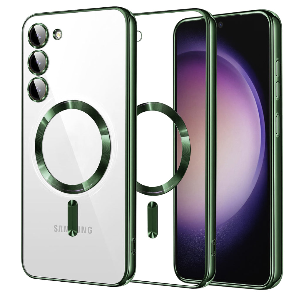 Coque MagSafe pour Samsung Galaxy S23 S911, Techsuit, Luxury Crystal, Vert Foncé