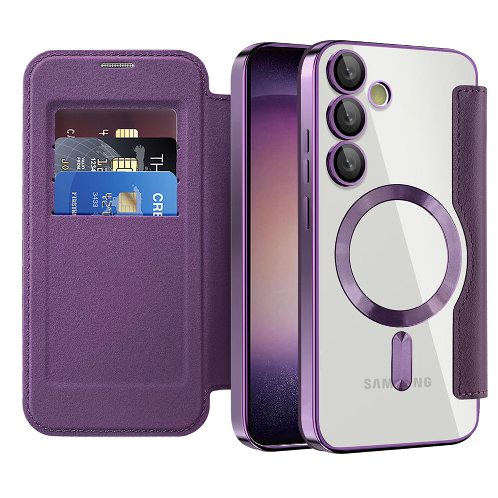 Coque MagSafe pour Samsung Galaxy S23 S911, Techsuit, SmartMag Book, Violet