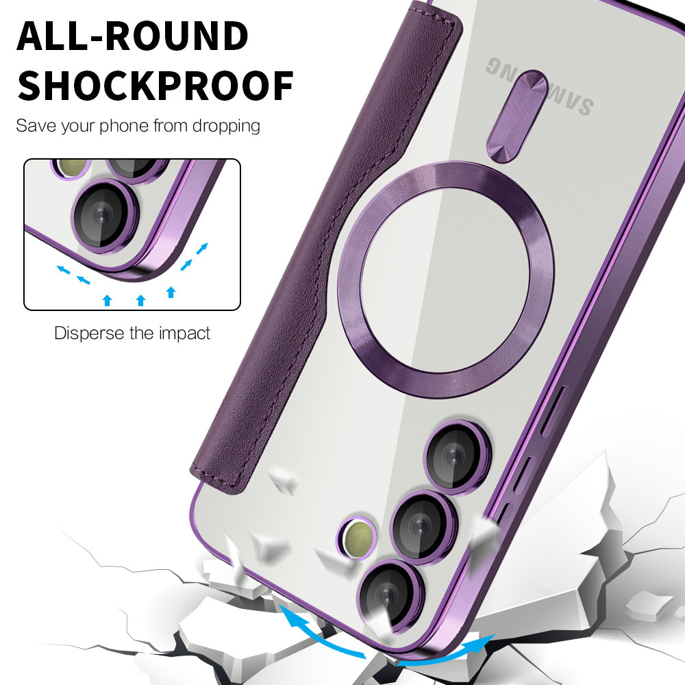 Coque MagSafe pour Samsung Galaxy S23 S911, Techsuit, SmartMag Book, Violet