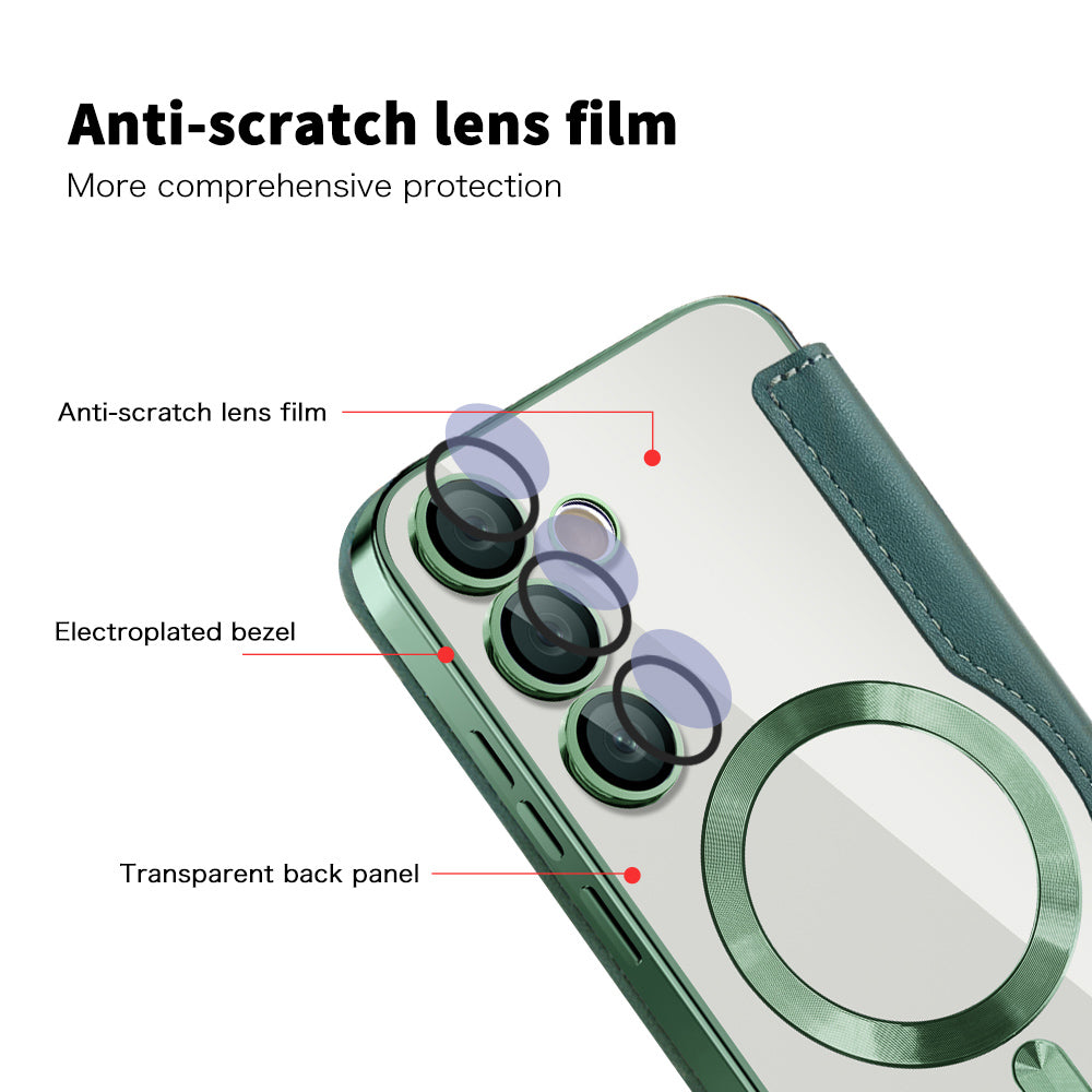 Coque MagSafe pour Samsung Galaxy S23 S911, Techsuit, SmartMag Book, Vert