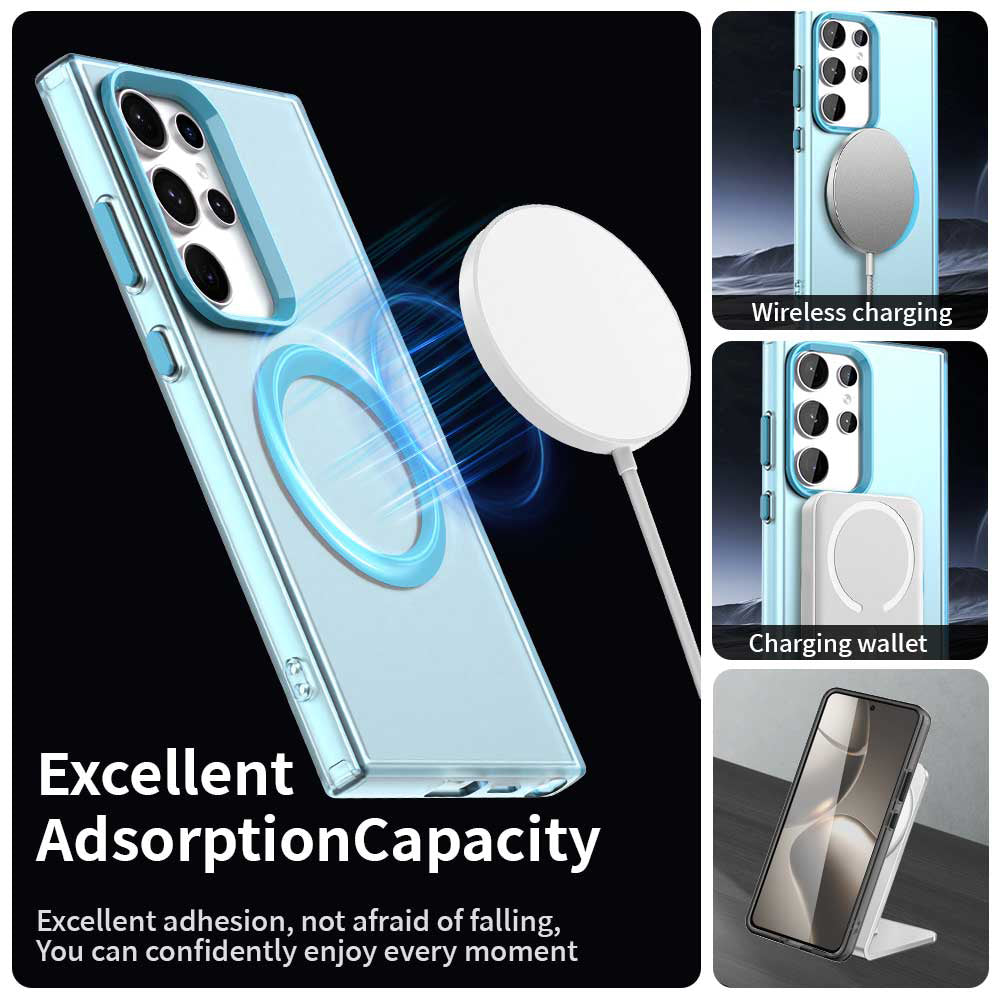 Coque MagSafe pour Samsung Galaxy S23 Ultra S918, Techsuit, CandyCase, Bleue