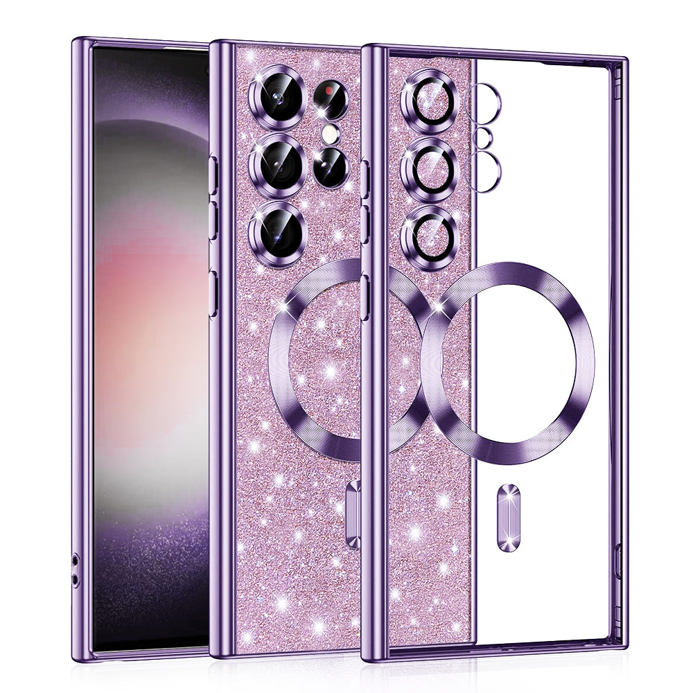 Coque MagSafe pour Samsung Galaxy S23 Ultra S918, Techsuit, Luxury Glitter, Violet Clair