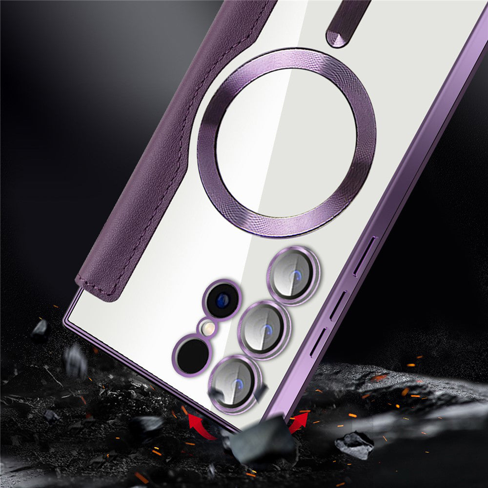 Coque MagSafe pour Samsung Galaxy S23 Ultra S918, Techsuit, SmartMag Book, Rose