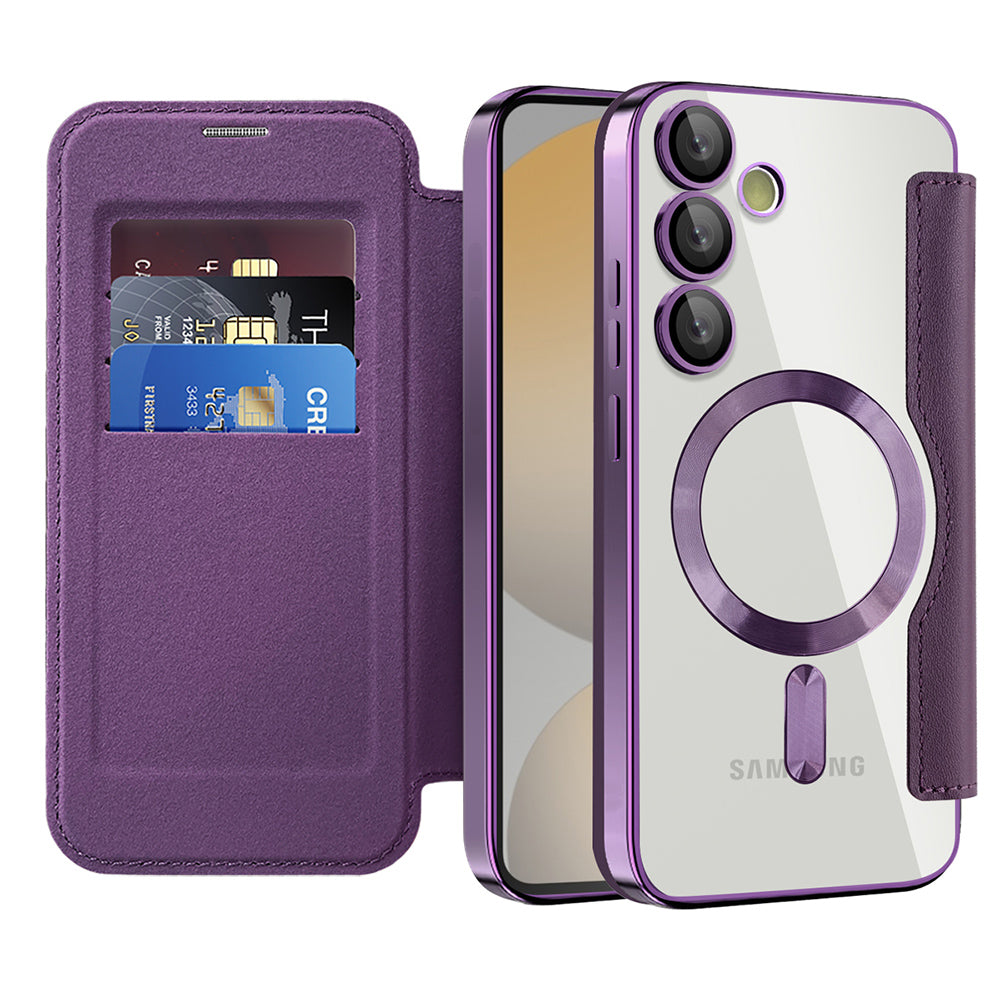 Coque MagSafe pour Samsung Galaxy S24 FE S721, Techsuit, SmartMag Book, Violet