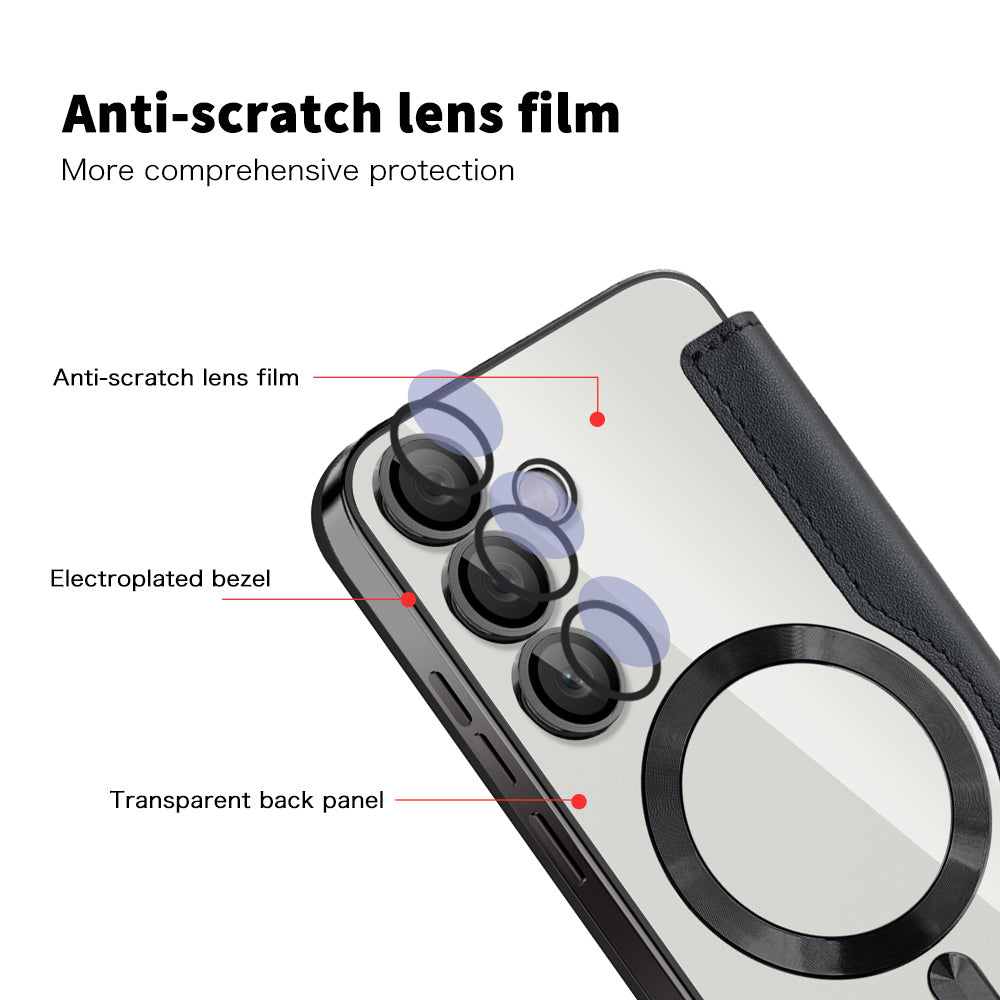 Coque MagSafe pour Samsung Galaxy S24 FE S721, Techsuit, SmartMag Book, Noire
