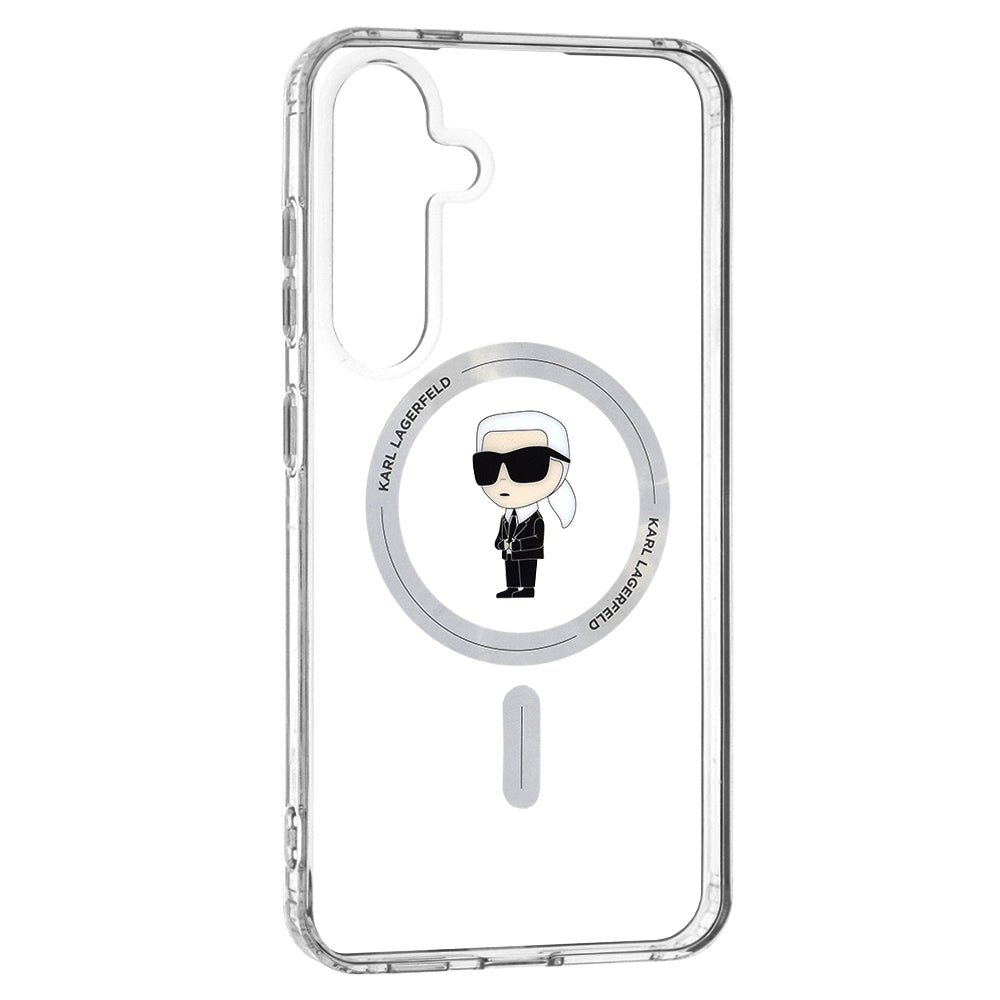 Coque MagSafe pour Samsung Galaxy S24+ S926, Karl Lagerfeld, IML Ikonik Karl, Transparente