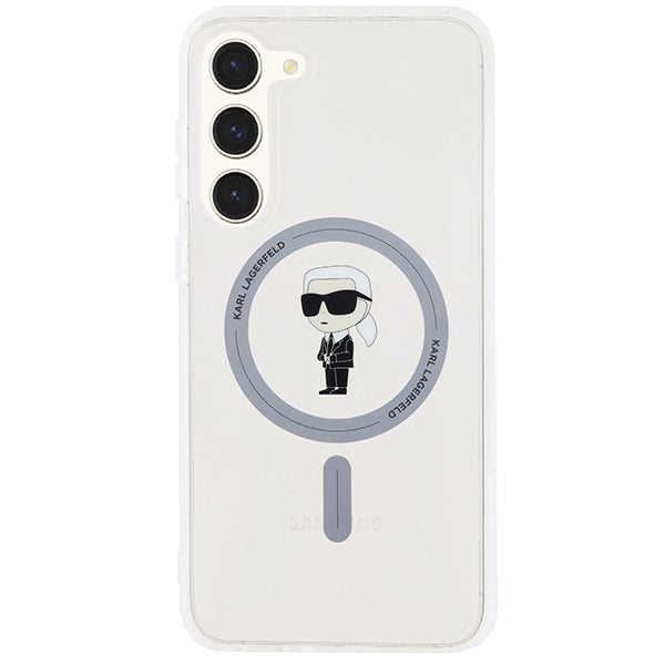 Coque MagSafe pour Samsung Galaxy S24+ S926, Karl Lagerfeld, IML Ikonik Karl, Transparente