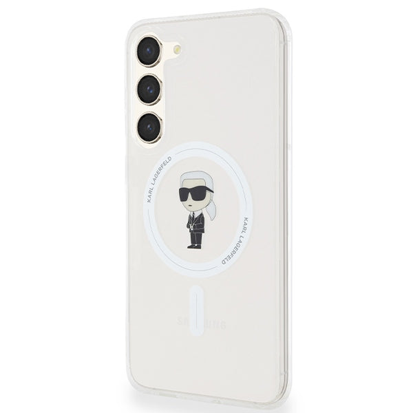 Coque MagSafe pour Samsung Galaxy S24+ S926, Karl Lagerfeld, IML Ikonik Karl, Transparente
