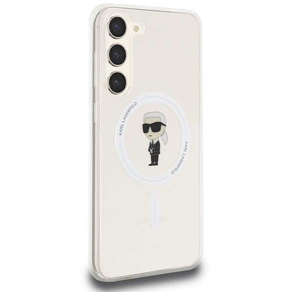 Coque MagSafe pour Samsung Galaxy S24+ S926, Karl Lagerfeld, IML Ikonik Karl, Transparente