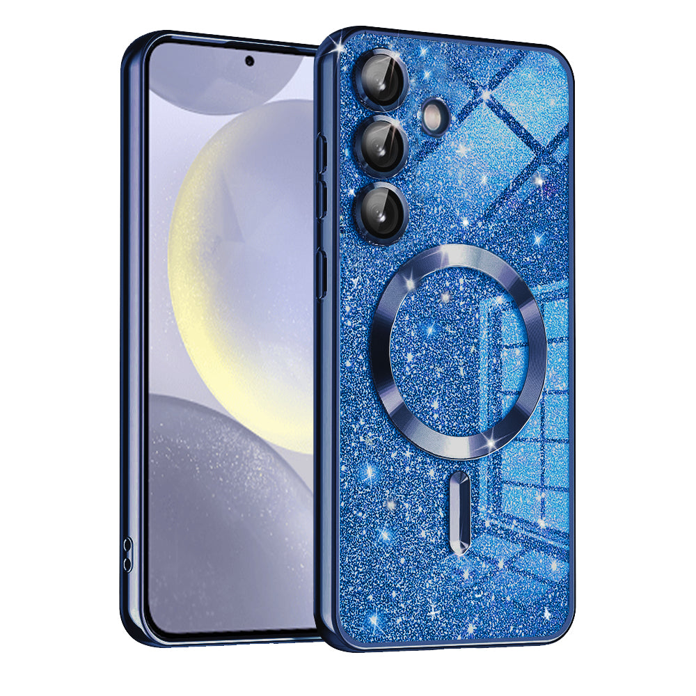 Coque MagSafe pour Samsung Galaxy S24+ S926, Techsuit, Luxury Glitter, Bleu Foncé