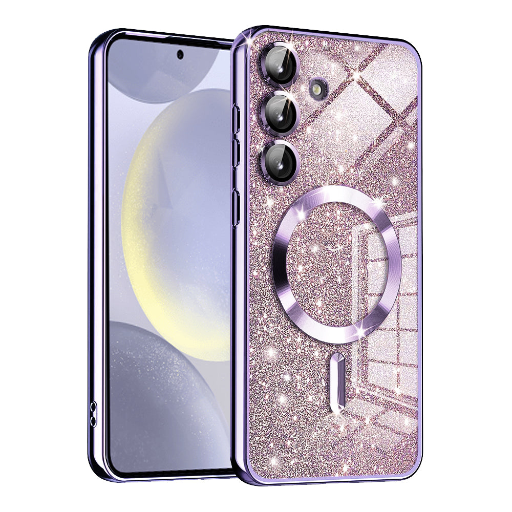 Coque MagSafe pour Samsung Galaxy S24+ S926, Techsuit, Luxury Glitter, Violet Clair