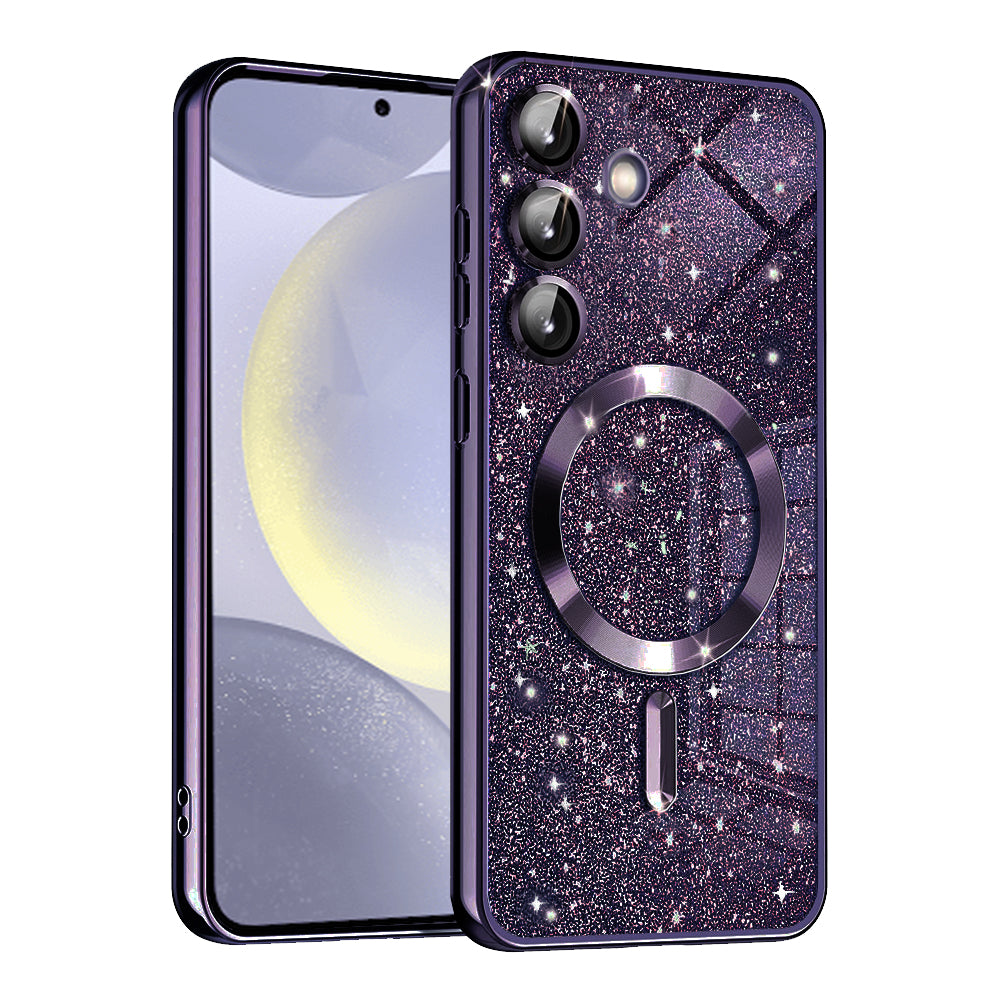 Coque MagSafe pour Samsung Galaxy S24+ S926, Techsuit, Luxury Glitter, Violet Foncé