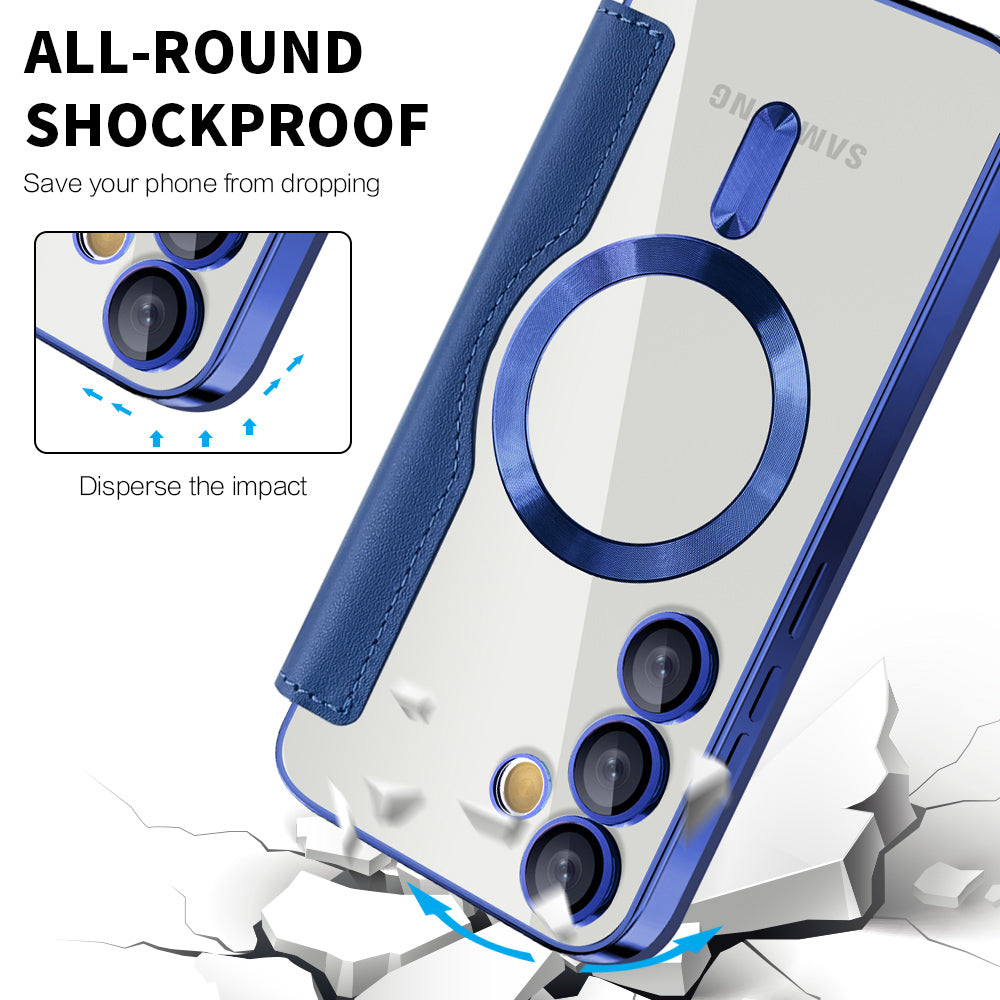Coque MagSafe pour Samsung Galaxy S24+ S926, Techsuit, SmartMag Book, Bleue