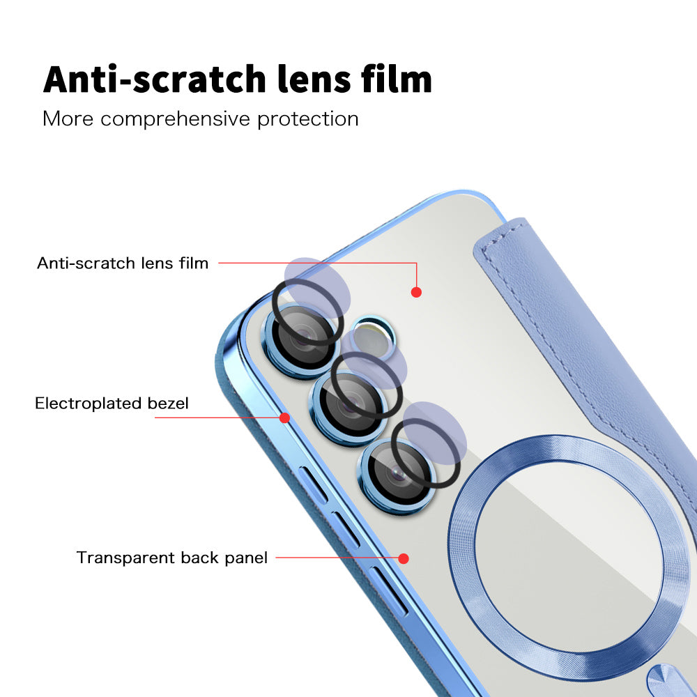Coque MagSafe pour Samsung Galaxy S24+ S926, Techsuit, SmartMag Book, Bleu