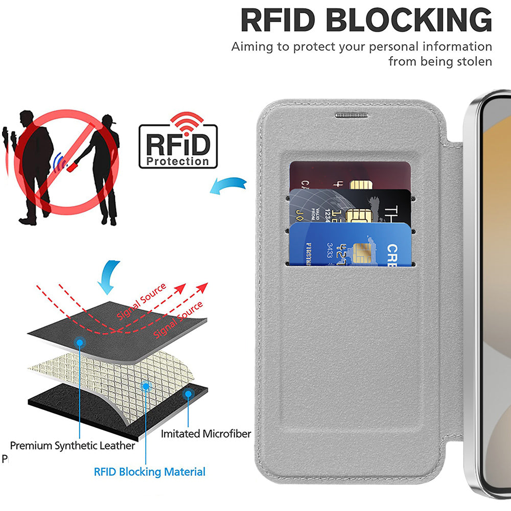 Coque MagSafe pour Samsung Galaxy S24+ S926, Techsuit, SmartMag Book, Gris