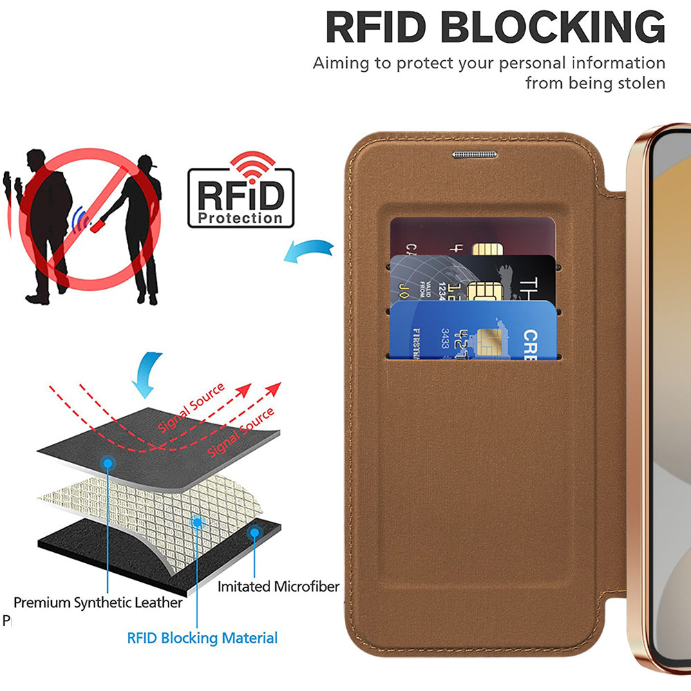 Coque MagSafe pour Samsung Galaxy S24+ S926, Techsuit, SmartMag Book, Marron