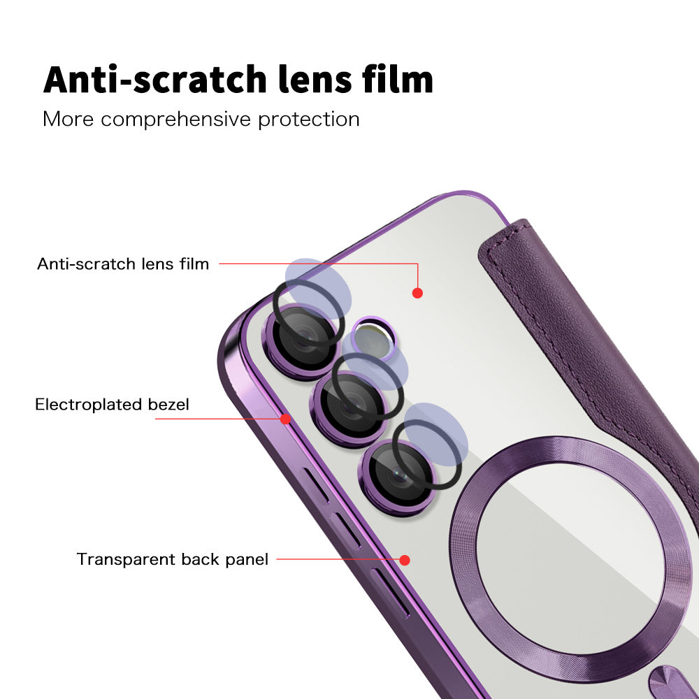 Coque MagSafe pour Samsung Galaxy S24+ S926, Techsuit, SmartMag Book, Violet