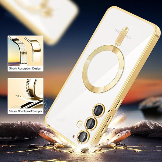 Coque MagSafe pour Samsung Galaxy S24 S921, Techsuit, Luxury Crystal, Argentée