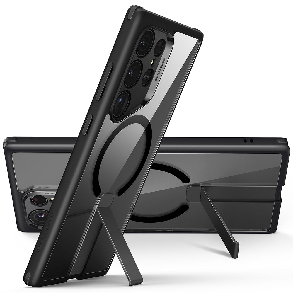 Coque MagSafe pour Samsung Galaxy S24 Ultra S928, ESR, Boost Flickstand, Noire Transparente