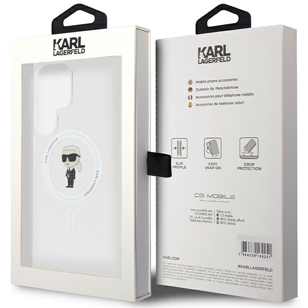 Étui MagSafe pour Samsung Galaxy S24 Ultra S928, Karl Lagerfeld, IML Ikonik Karl, Transparent