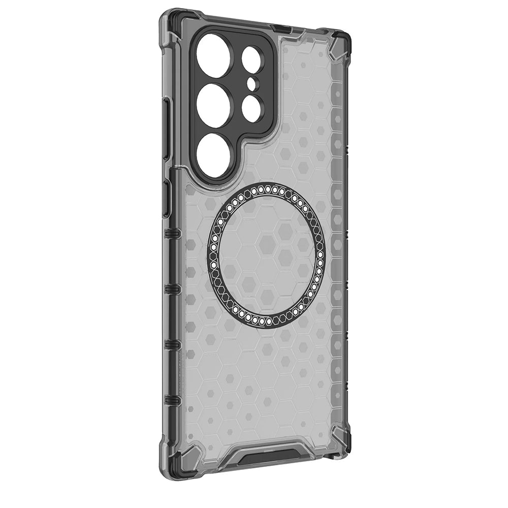 Coque MagSafe pour Samsung Galaxy S24 Ultra S928, Techsuit, HoneyComb Shield, Noire