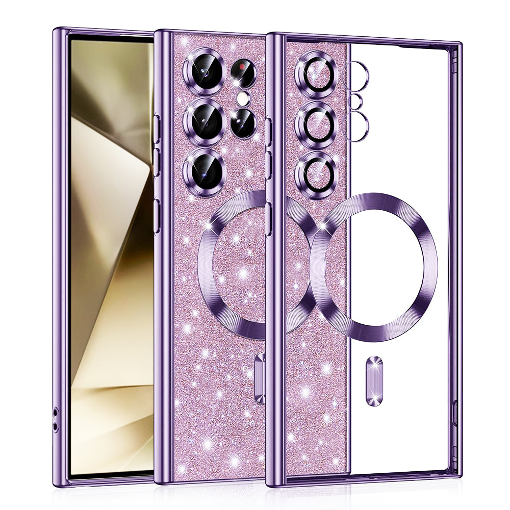 Coque MagSafe pour Samsung Galaxy S24 Ultra S928, Techsuit, Luxury Glitter, Violet Clair