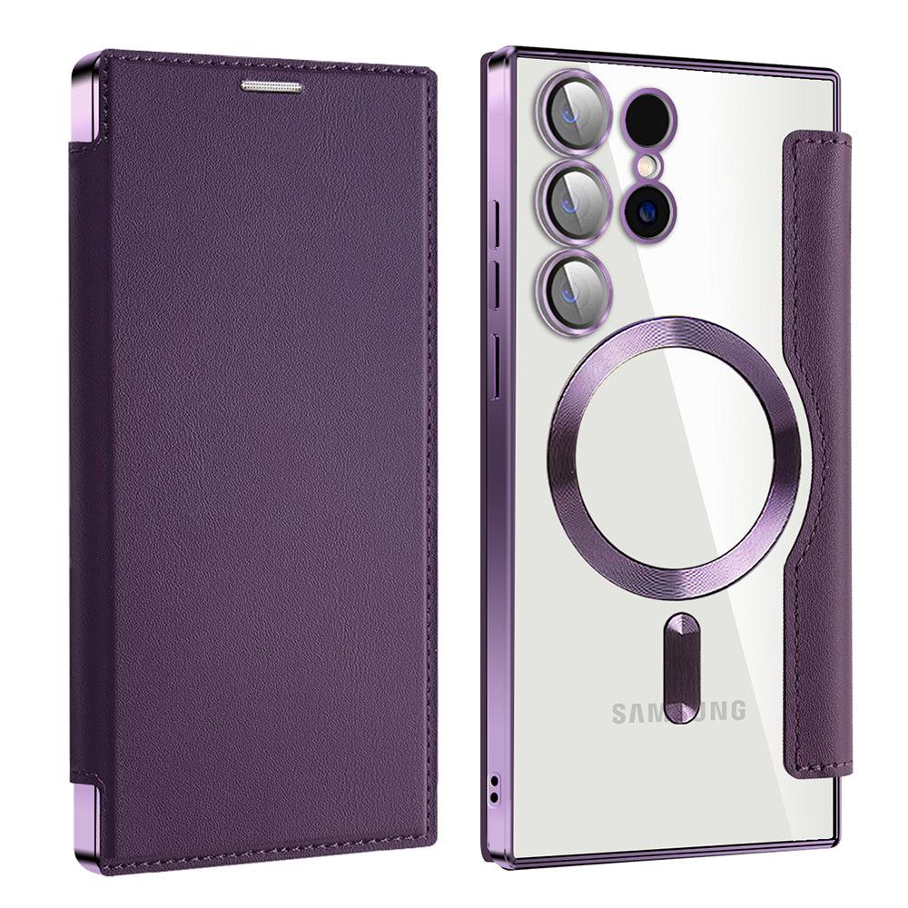 Coque MagSafe pour Samsung Galaxy S24 Ultra S928, Techsuit, SmartMag Book, Violet