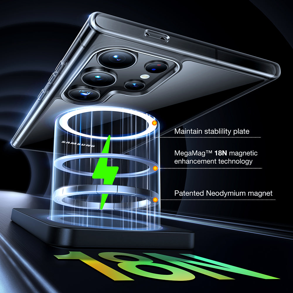 Coque MagSafe pour Samsung Galaxy S24 Ultra S928, Torras, Diamond, Transparente