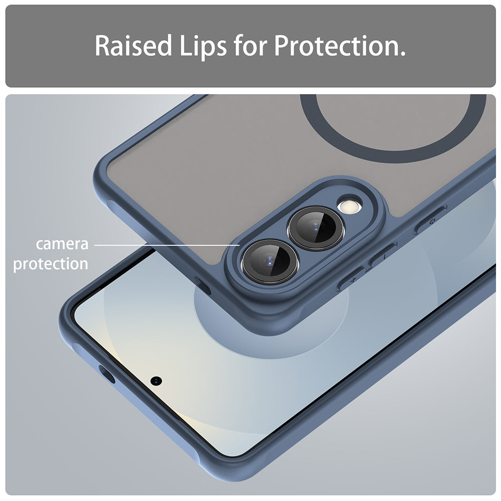 Coque MagSafe pour Samsung Galaxy S25 Edge S937, Techsuit, HaloFrost II, Bleu marine