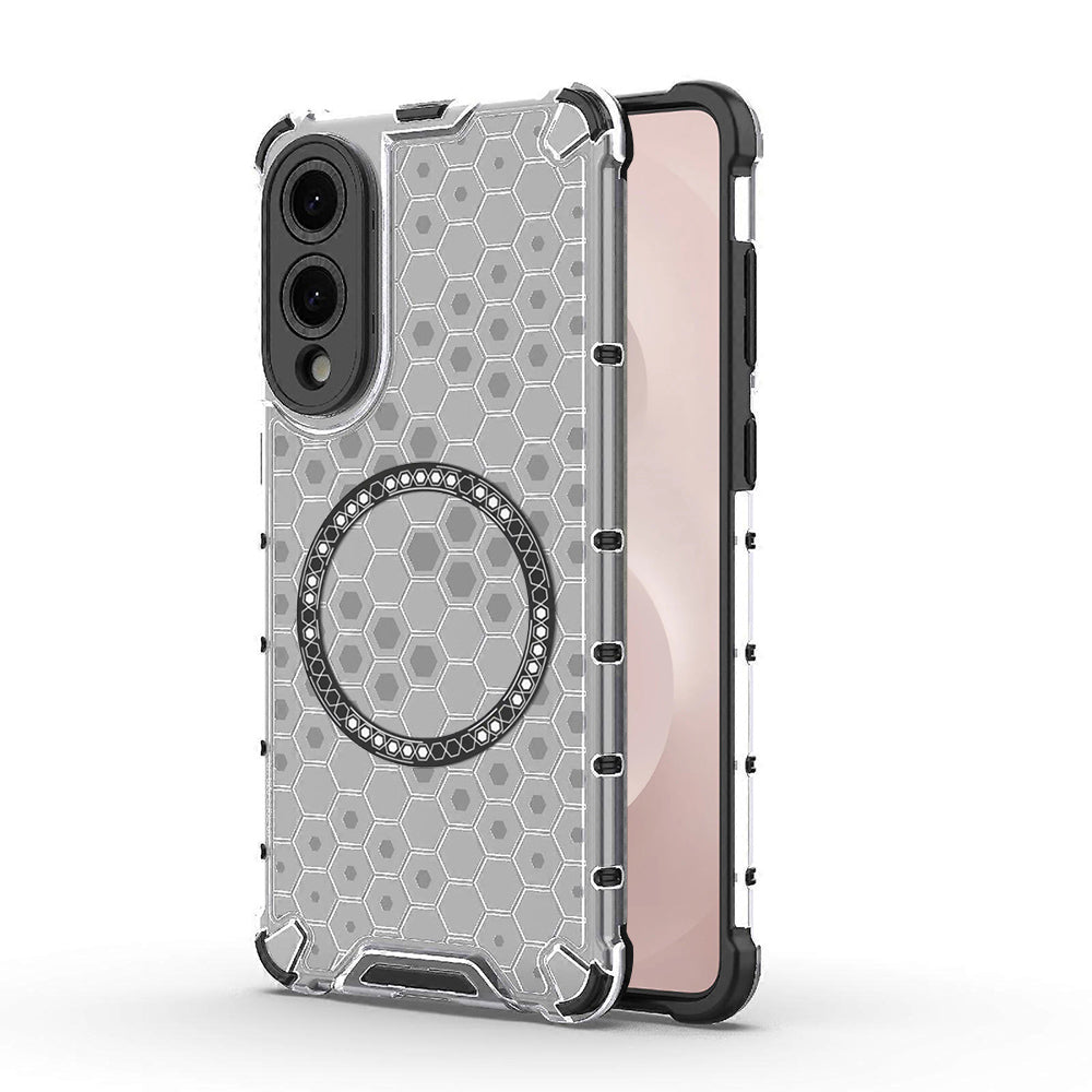 Coque MagSafe pour Samsung Galaxy S25 Edge S937, Techsuit, HoneyComb Shield, Blanche