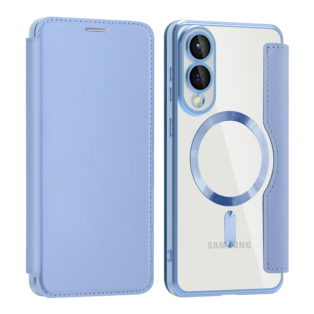 Coque MagSafe pour Samsung Galaxy S25 Edge S937, Techsuit, SmartMag Book, Bleu