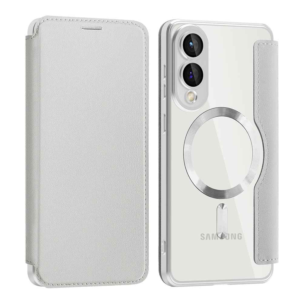 Coque MagSafe pour Samsung Galaxy S25 Edge S937, Techsuit, SmartMag Book, Gris
