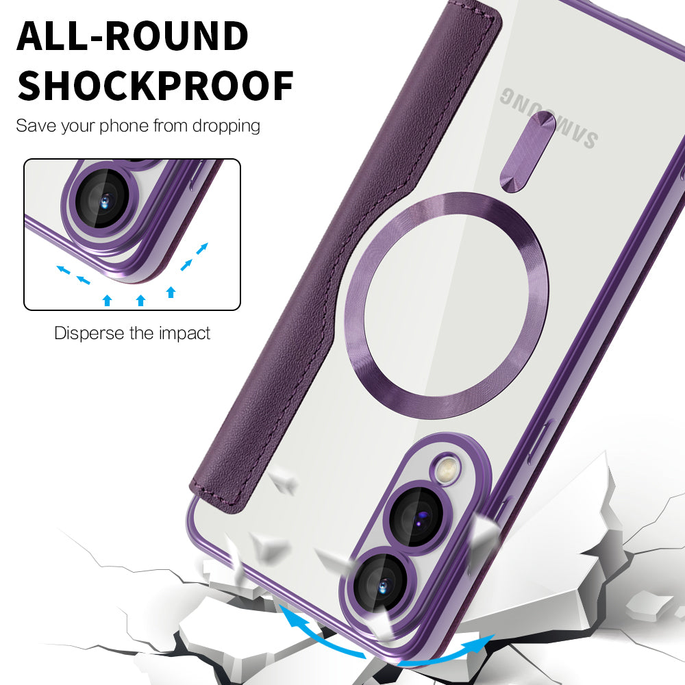 Coque MagSafe pour Samsung Galaxy S25 Edge S937, Techsuit, SmartMag Book, Violet