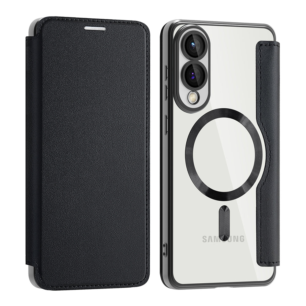 Coque MagSafe pour Samsung Galaxy S25 Edge S937, Techsuit, SmartMag Book, Noire