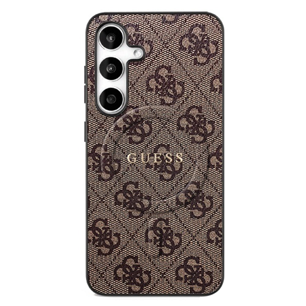 Étui MagSafe pour Samsung Galaxy S25 FE, Guess, 4G Ring Classic Logo, Marron