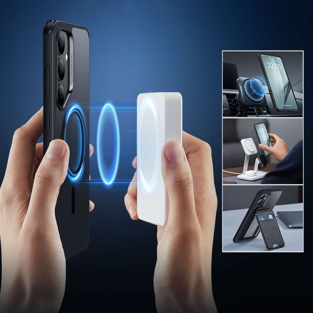 Coque MagSafe pour Samsung Galaxy S25+ S936, ESR, Classic Hybrid, Noire Satinée