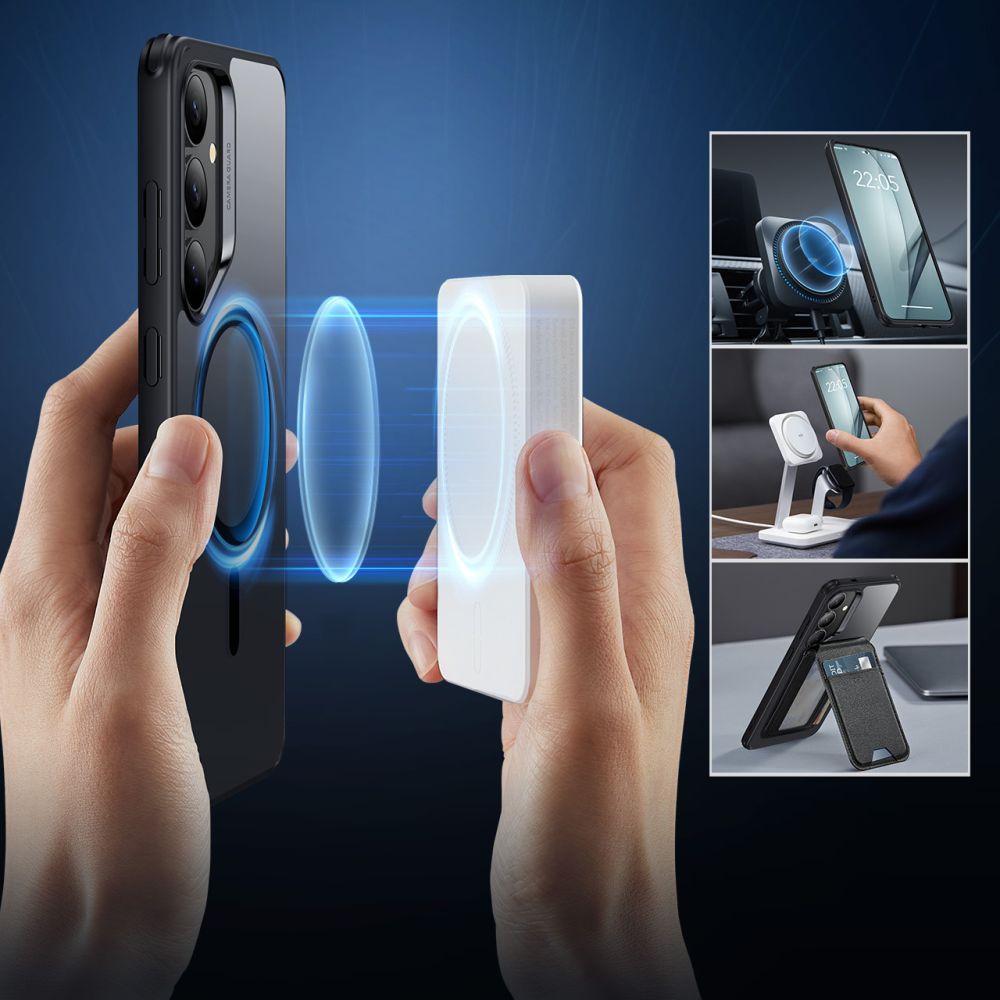 Housse MagSafe pour Samsung Galaxy S25+ S936, ESR, Classic Hybrid, Noire Transparente
