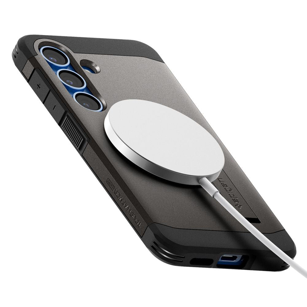 Coque MagSafe pour Samsung Galaxy S25+ S936, Spigen, Tough Armor, Gris
