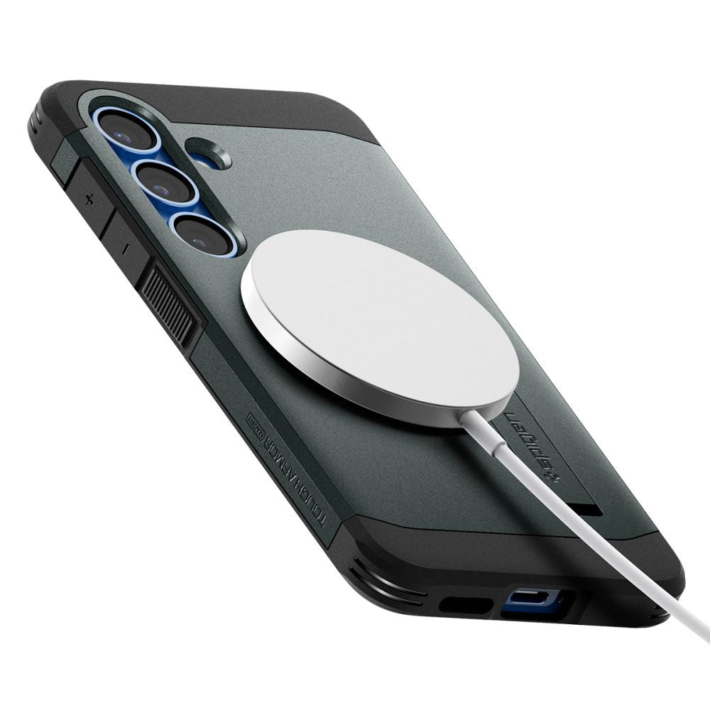 Coque MagSafe pour Samsung Galaxy S25+ S936, Spigen, Tough Armor, Vert ACS08989