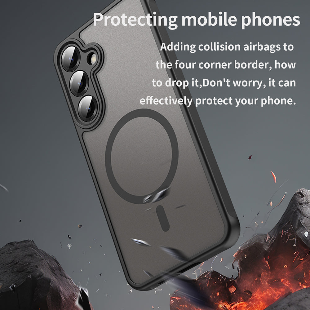 Coque MagSafe pour Samsung Galaxy S25+ S936, Techsuit, HaloFrost II, Noire