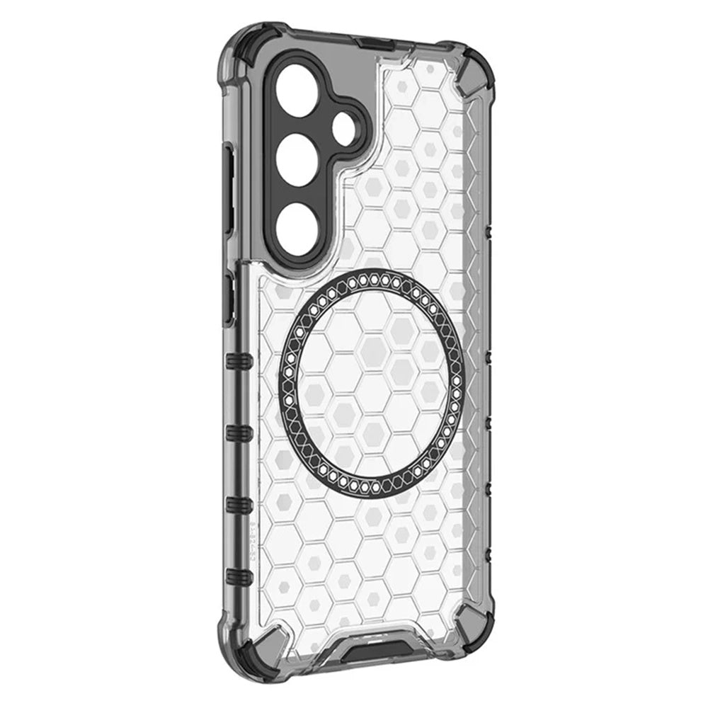 Coque MagSafe pour Samsung Galaxy S25+ S936, Techsuit, HoneyComb Shield, Blanche