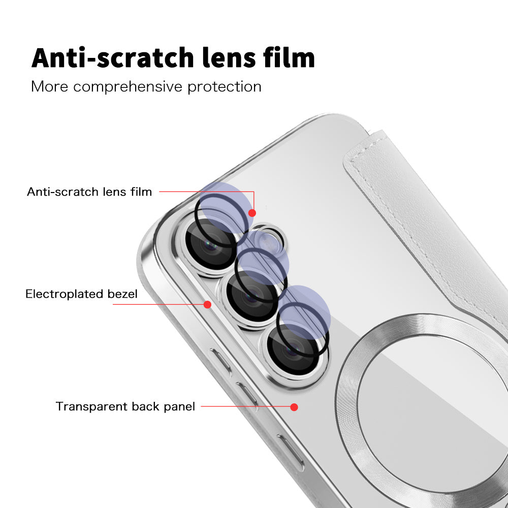 Coque MagSafe pour Samsung Galaxy S25+ S936, Techsuit, SmartMag Book, Gris