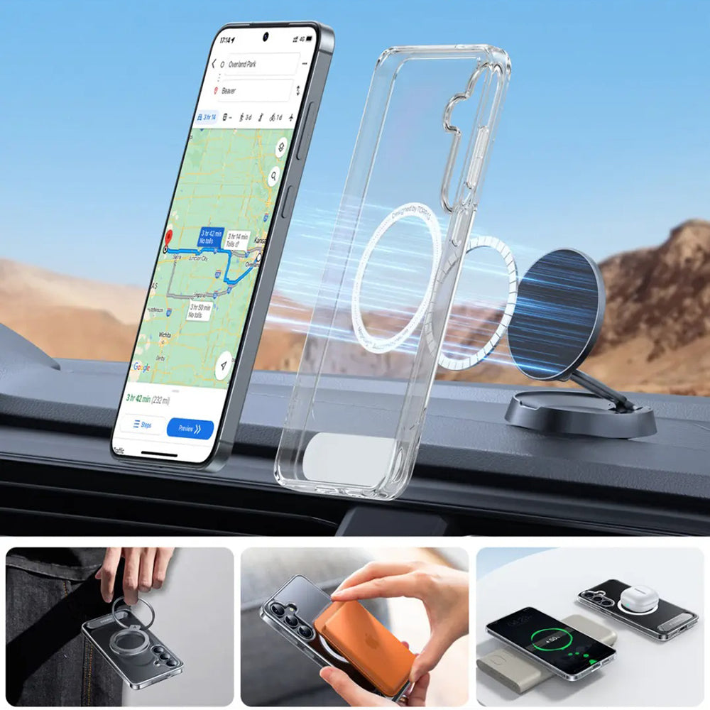Coque MagSafe pour Samsung Galaxy S25+ S936, Torras, Pstand, Transparente